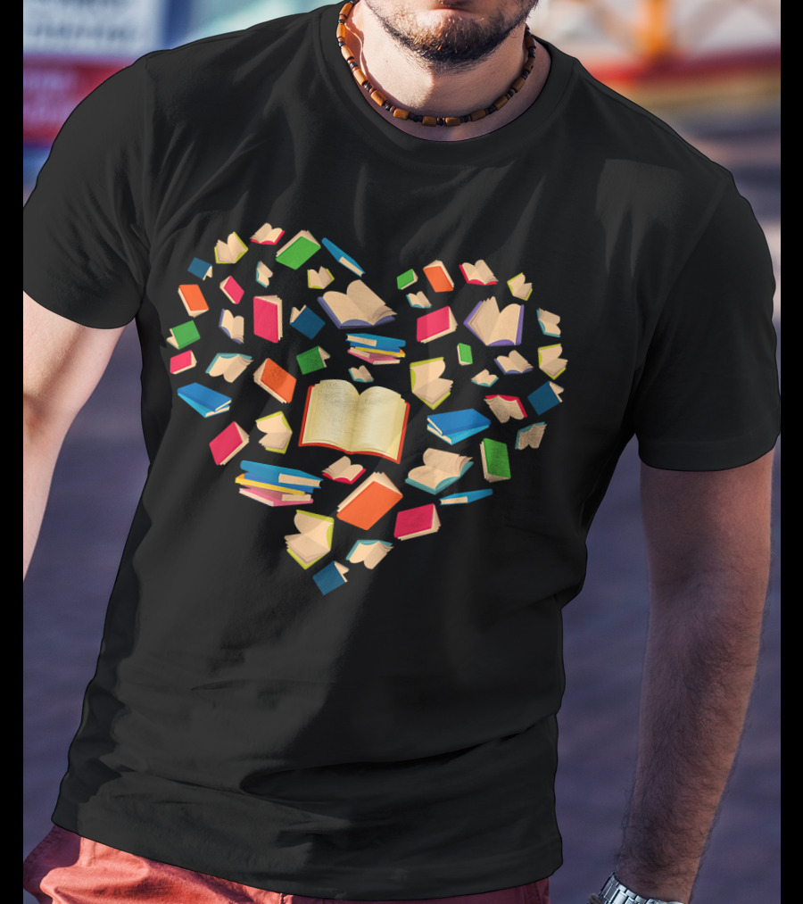 Book Lover Heart Shape Reading Librarian Bookworm T-Shirt