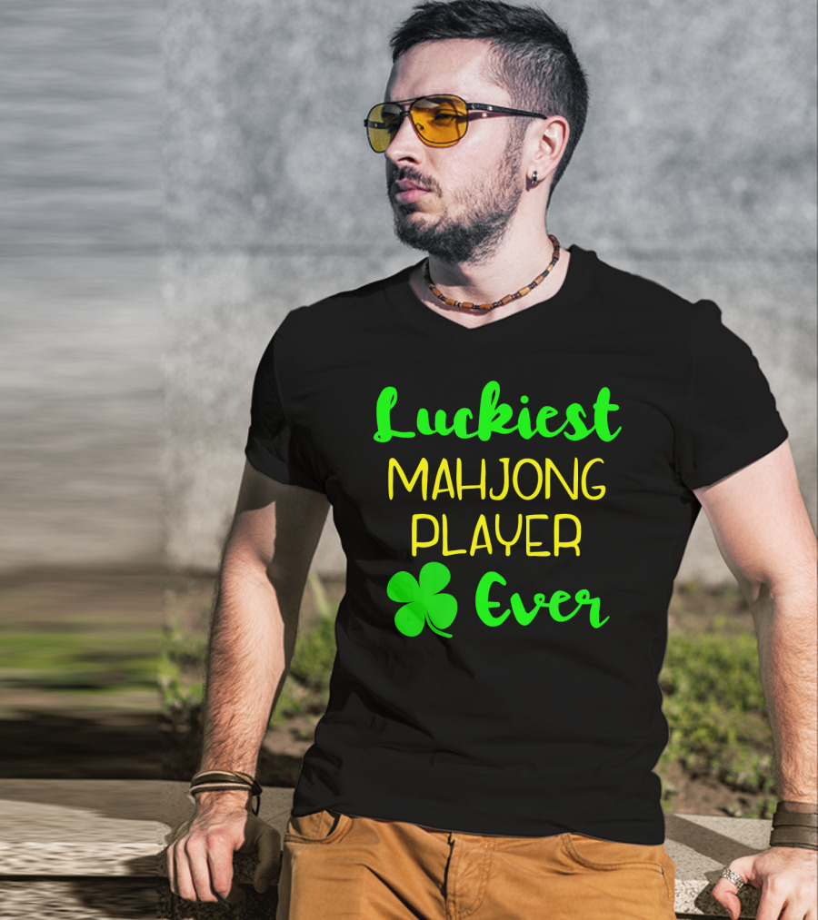 Luckiest Mahjong Player Ever St Patrick's Day Irish Clover T-Shirt