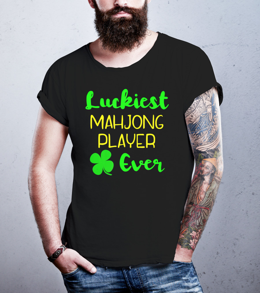 Luckiest Mahjong Player Ever St Patrick's Day Irish Clover T-Shirt