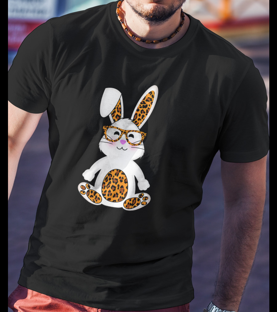 Leopard Print Bunny With Sunglasses Easter Egg T-Shirt