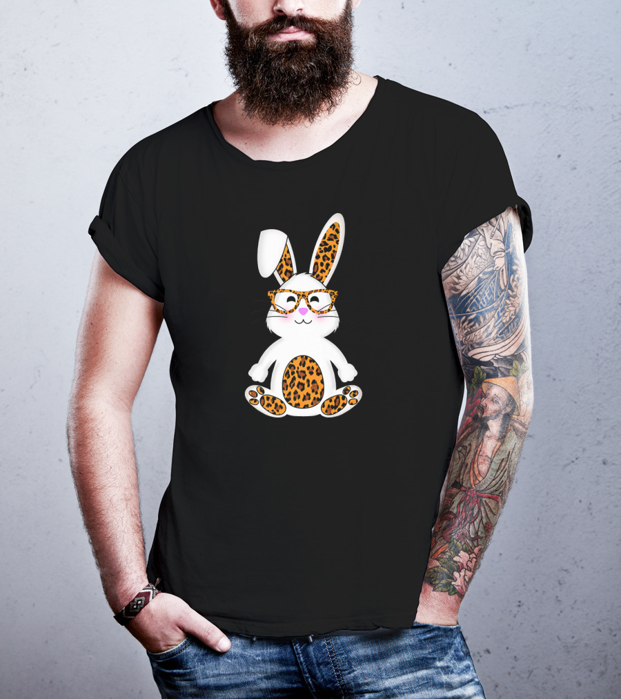Leopard Print Bunny With Sunglasses Easter Egg T-Shirt