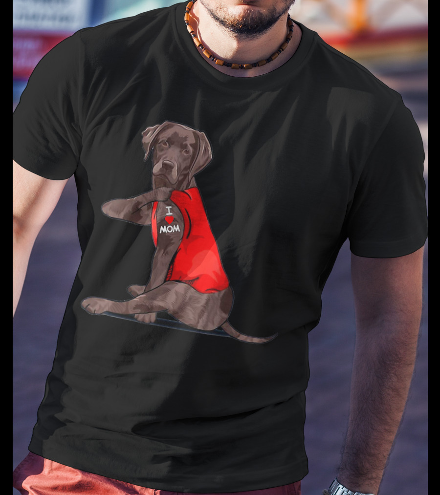 I Love Mom Chocolate Lab Tattoo Labrador Mom T-Shirt