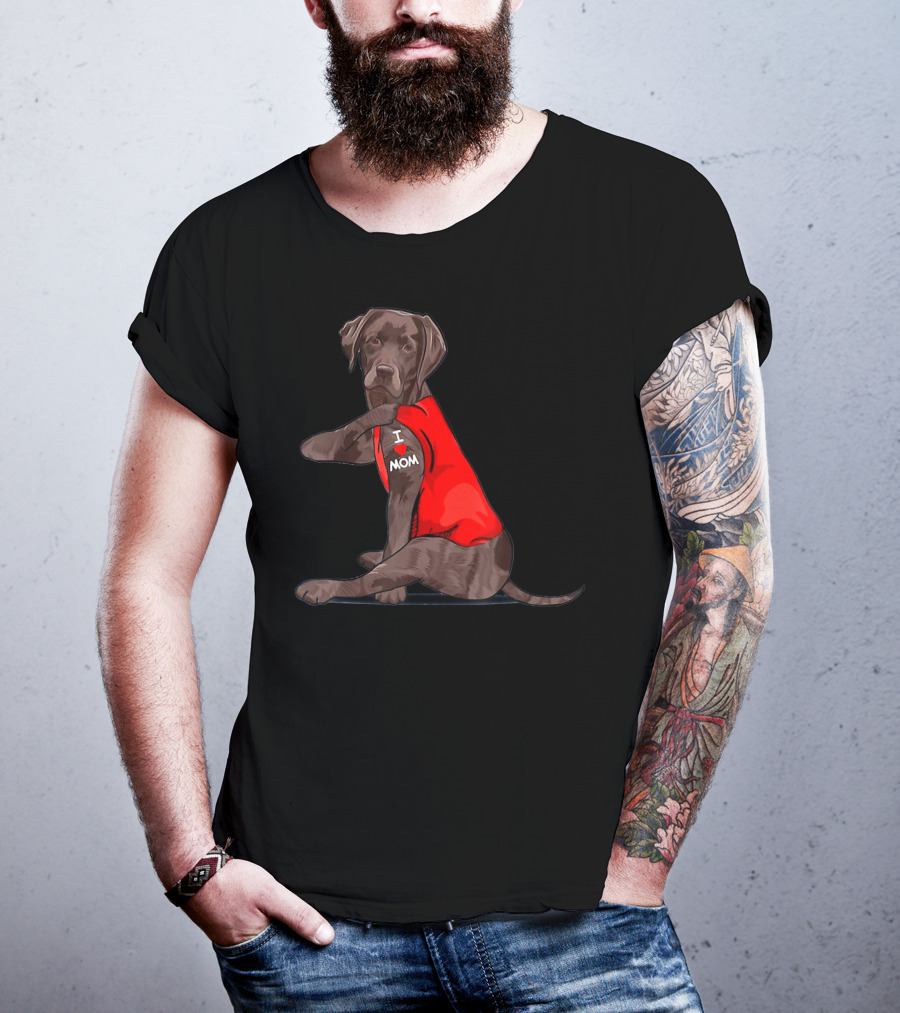 I Love Mom Chocolate Lab Tattoo Labrador Mom T-Shirt