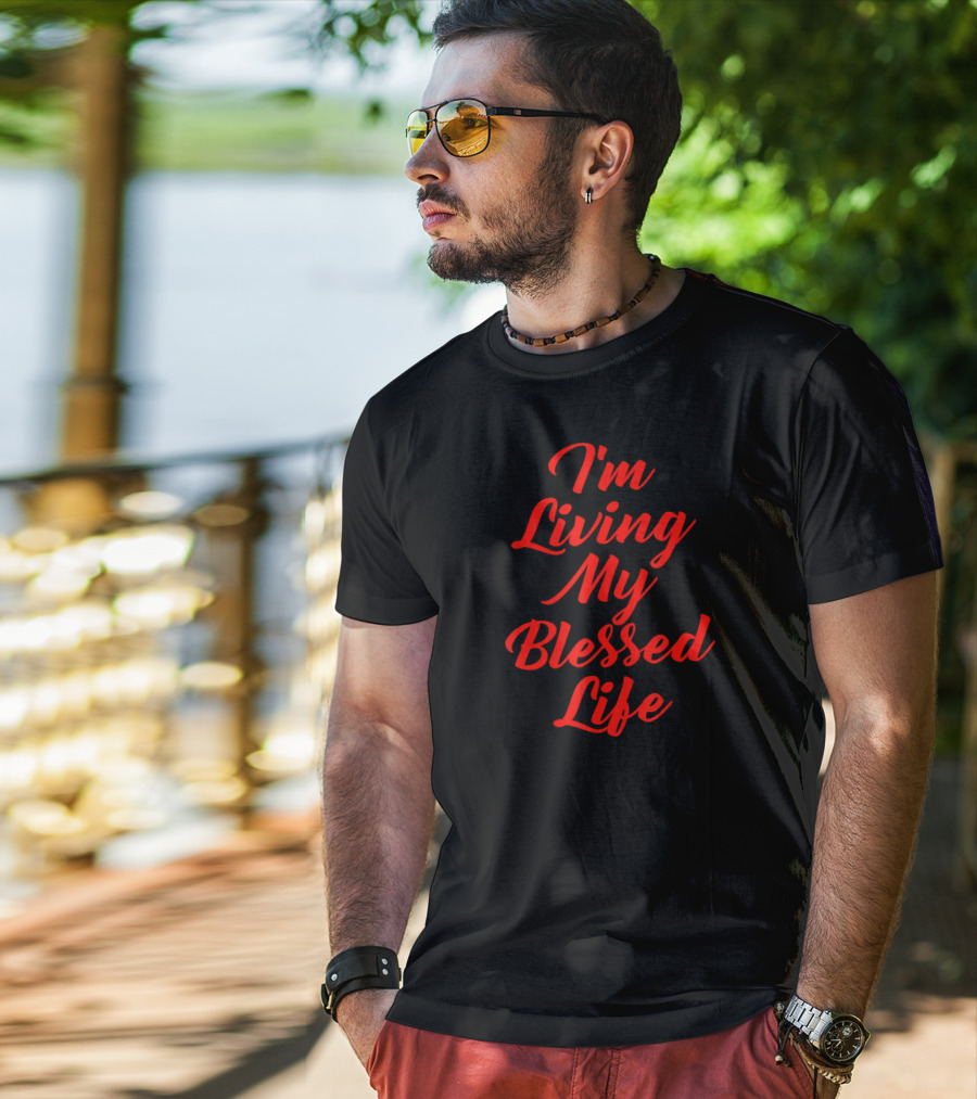I'm Living My Blessed Life Red Script T-Shirt
