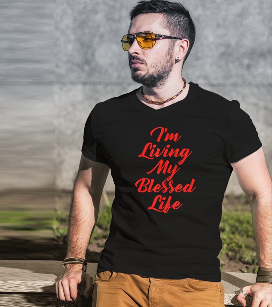 I'm Living My Blessed Life Red Script T-Shirt