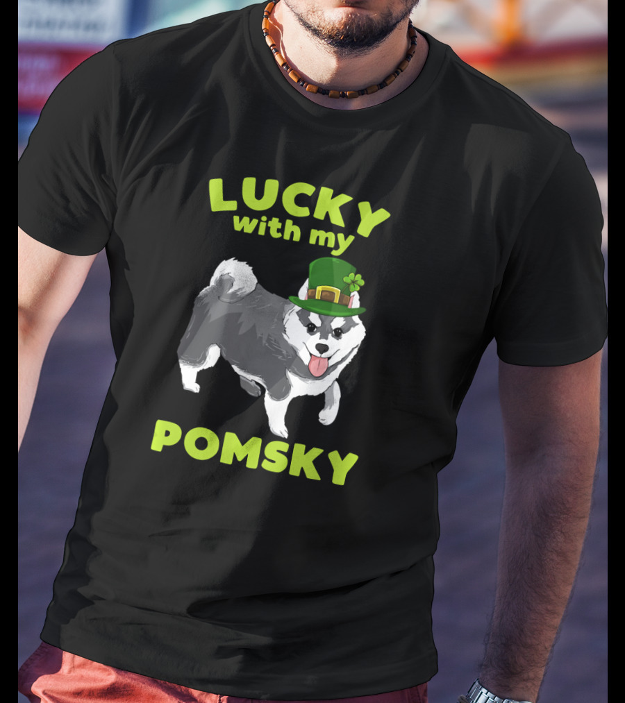 Lucky With My Pomsky St Patrick's Day T-Shirt
