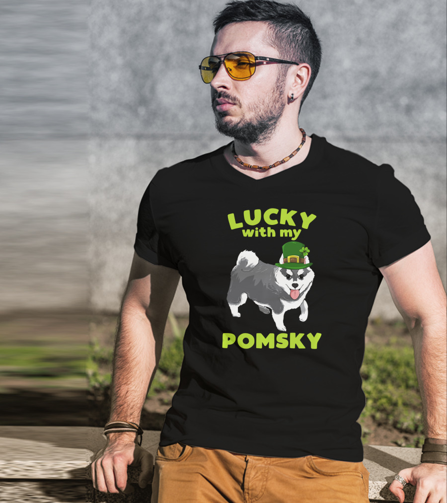 Lucky With My Pomsky St Patrick's Day T-Shirt