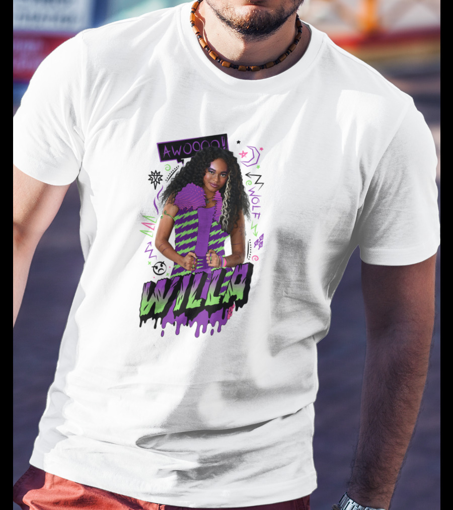 Disney Zombies 2 Willa Wolf Awooo Neon T-Shirt