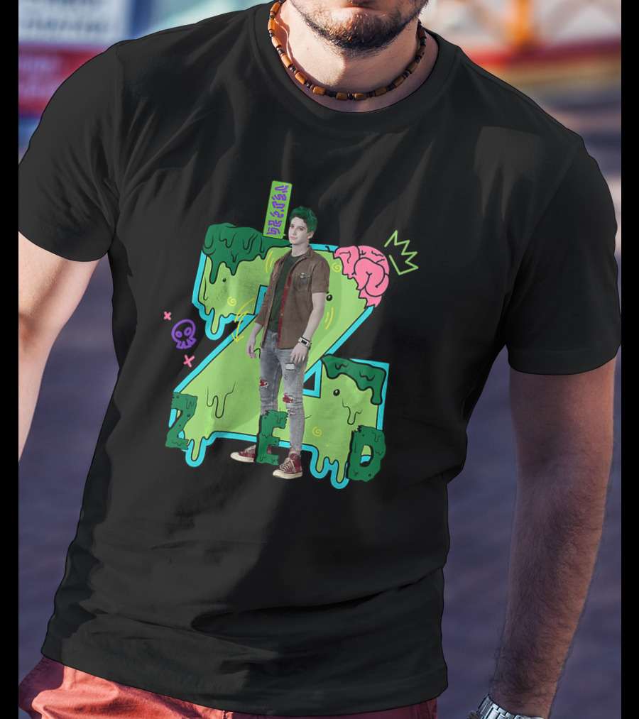 Disney Zombies 2 Zed Character With Slime And Brain Motif T-Shirt