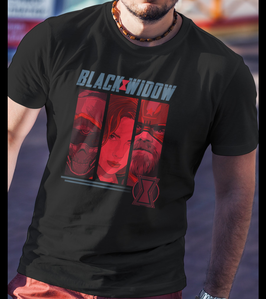 Black Widow Panels Red Guardian Taskmaster Marvel T-Shirt
