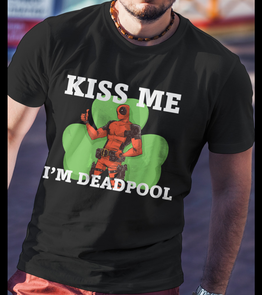 Marvel Kiss Me I'm Deadpool St. Patrick's Day Shamrock T-Shirt