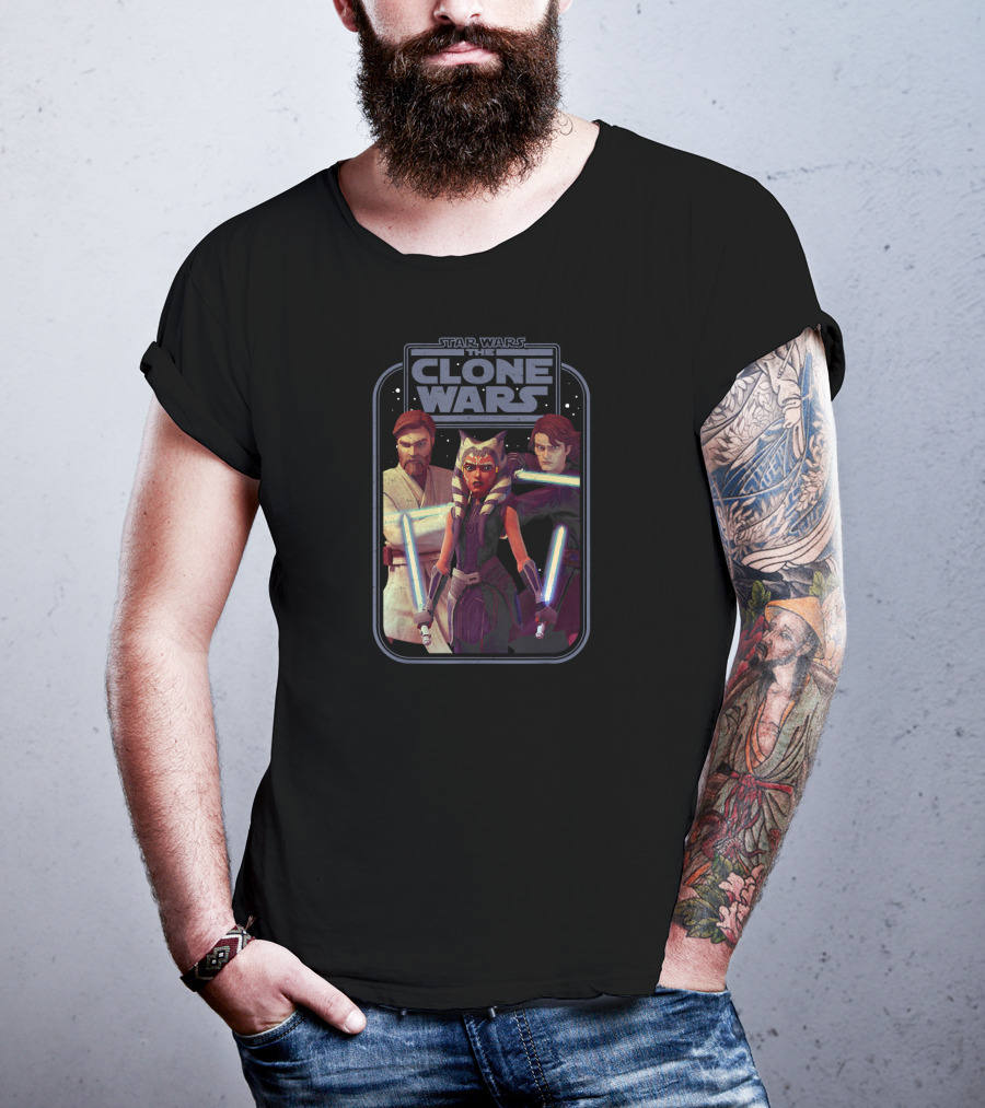 Star Wars The Clone Wars Jedi Heroes Group With Lightsabers T-Shirt