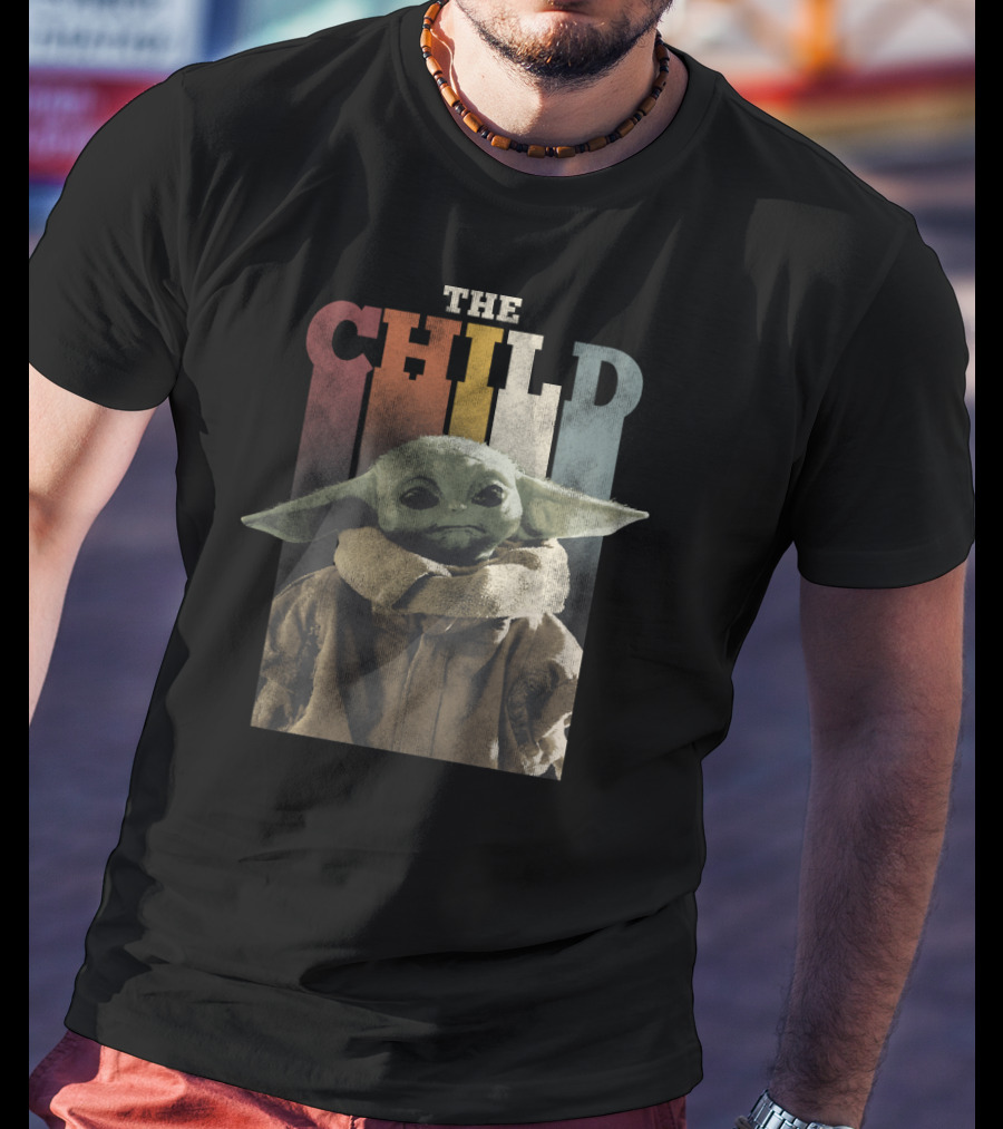 Star Wars The Mandalorian The Child Colorful Letters Iconic Yoda-Inspired Baby Grogu Image T-Shirt