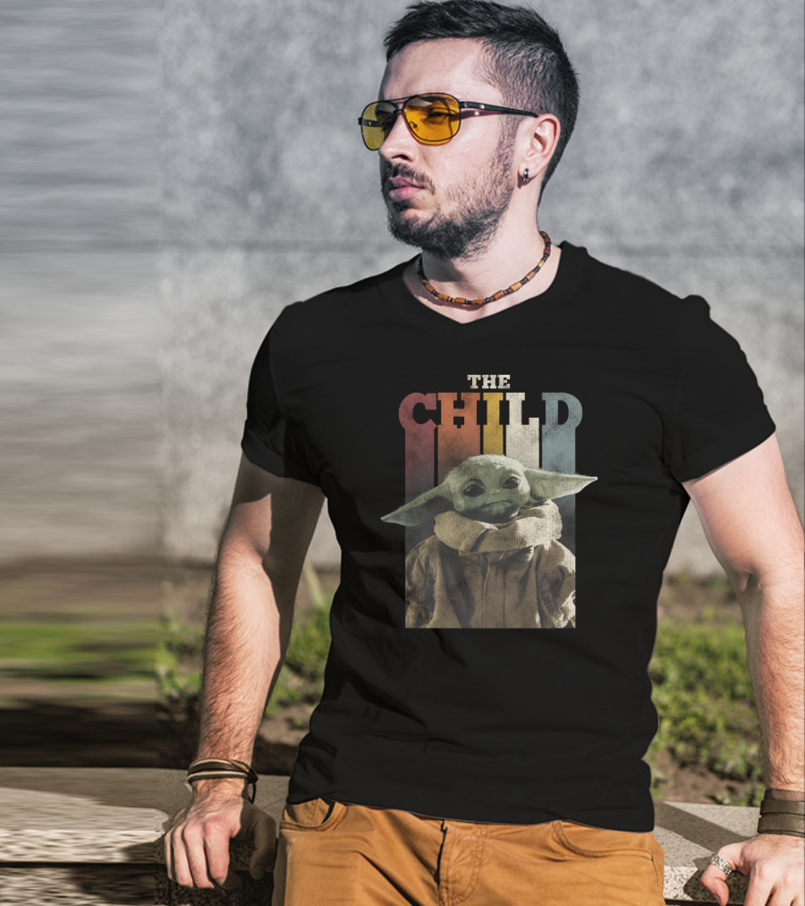 Star Wars The Mandalorian The Child Colorful Letters Iconic Yoda-Inspired Baby Grogu Image T-Shirt