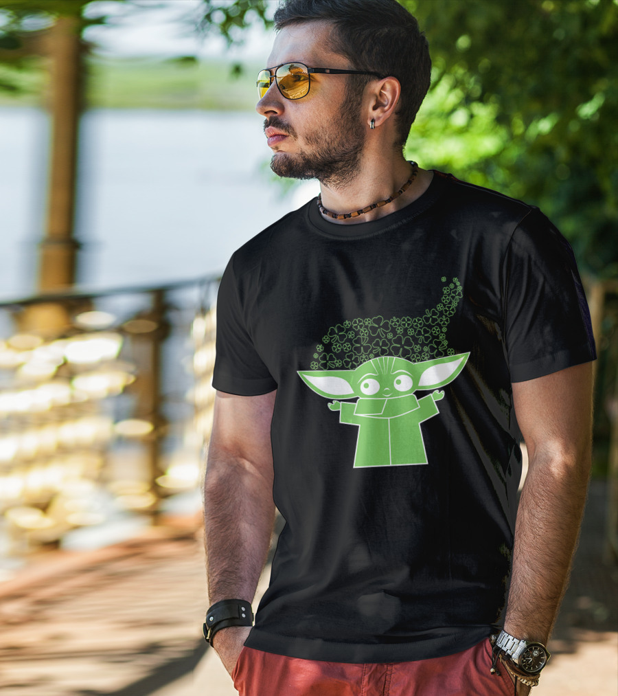 Star Wars The Mandalorian The Child Grogu Clover Charm T-Shirt