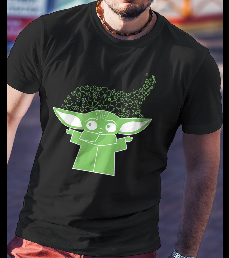 Star Wars The Mandalorian The Child Grogu Clover Charm T-Shirt