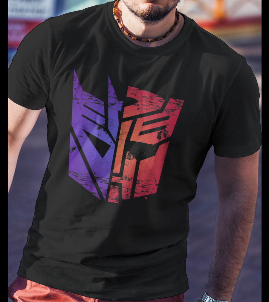 Transformers Decepticon Autobot Split Purple Red T-Shirt