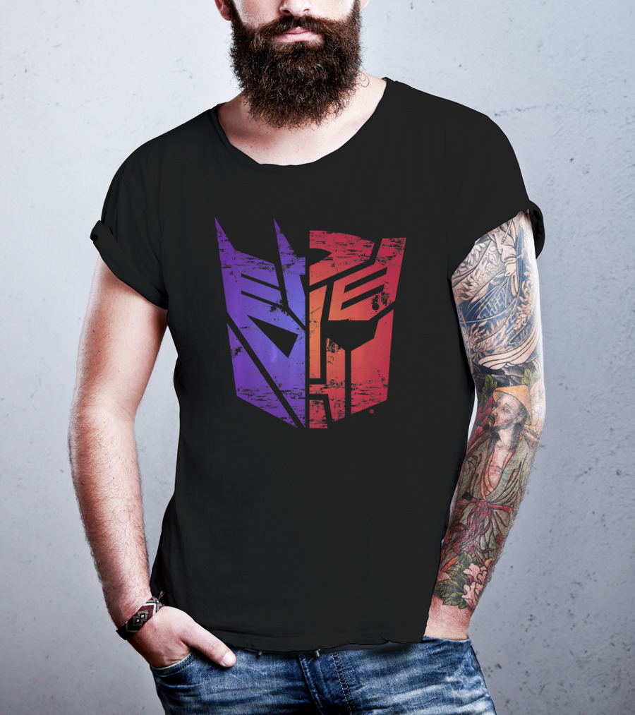 Transformers Decepticon Autobot Split Purple Red T-Shirt