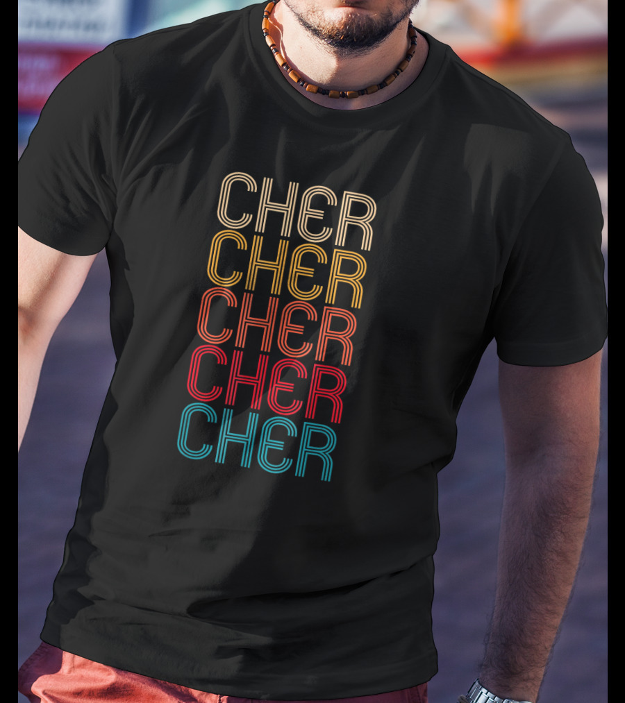 Cher Vintage Style Retro Vibe Multicolor Lines T-Shirt