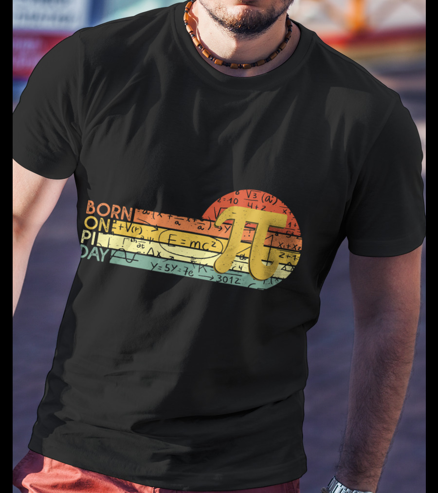 Born On Pi Day Math Equations Vintage Sunset Pi T-Shirt