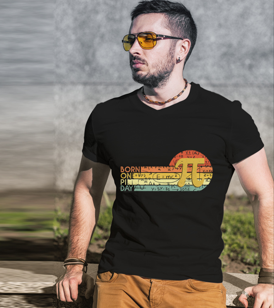 Born On Pi Day Math Equations Vintage Sunset Pi T-Shirt