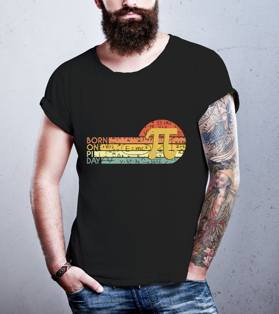Born On Pi Day Math Equations Vintage Sunset Pi T-Shirt