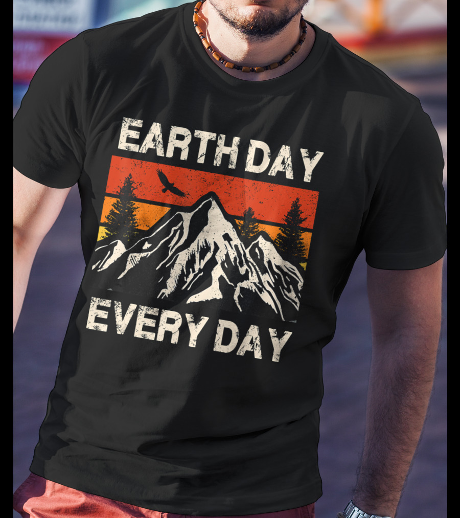 EARTH DAY EVERY DAY Mountain Sunset Forest Eagle T-Shirt