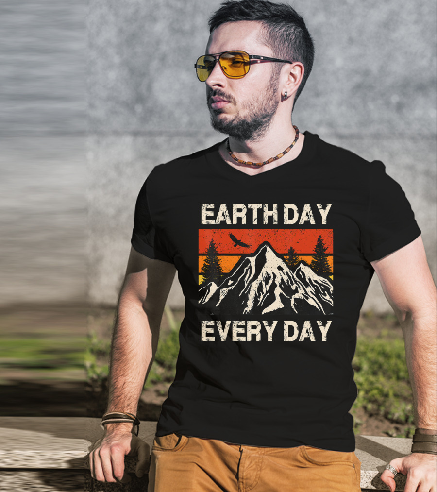 EARTH DAY EVERY DAY Mountain Sunset Forest Eagle T-Shirt