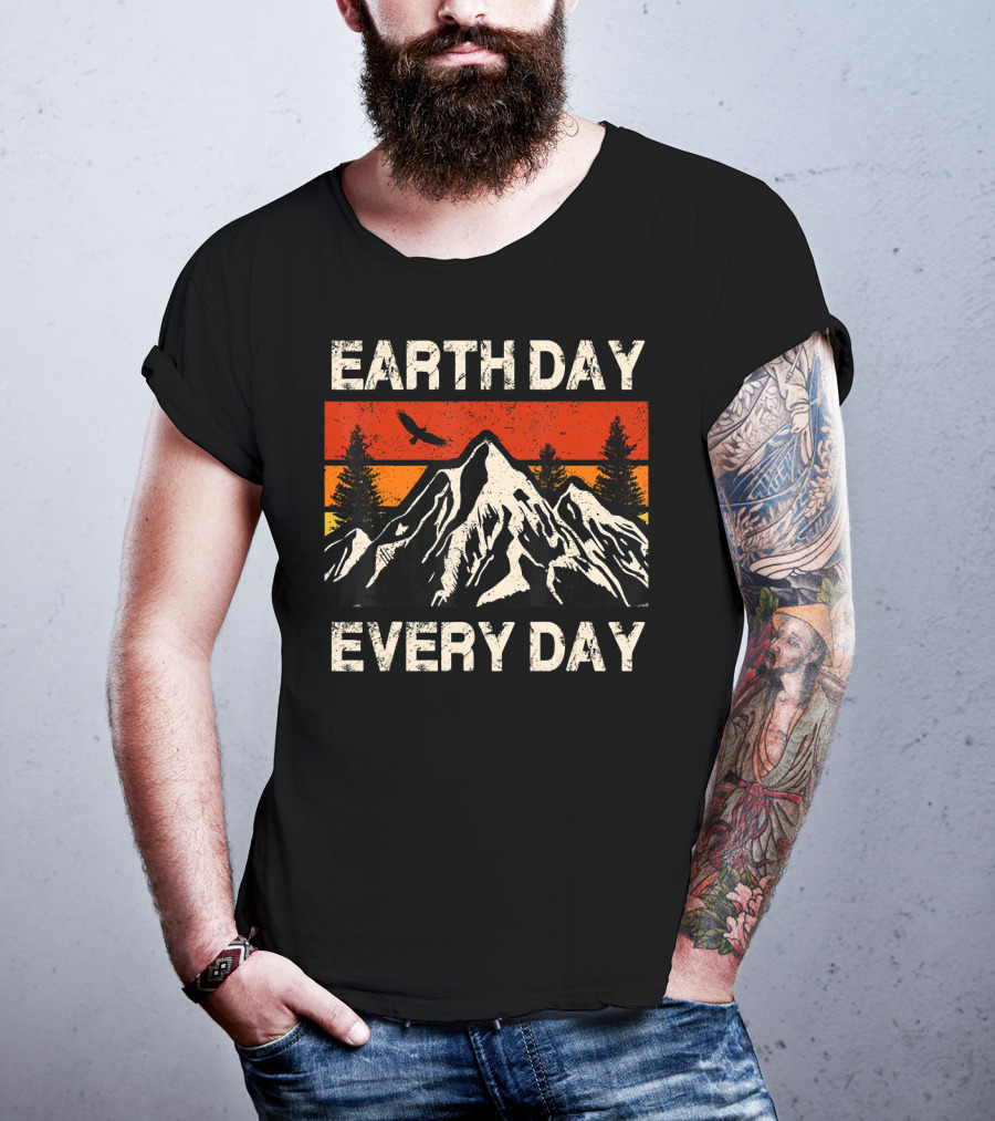 EARTH DAY EVERY DAY Mountain Sunset Forest Eagle T-Shirt