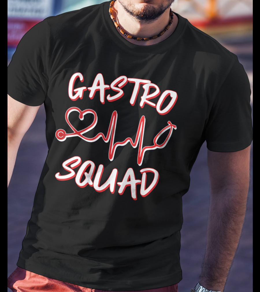 Gastro Squad Gastroenterologist Nurse Heartbeat Stethoscope T-Shirt