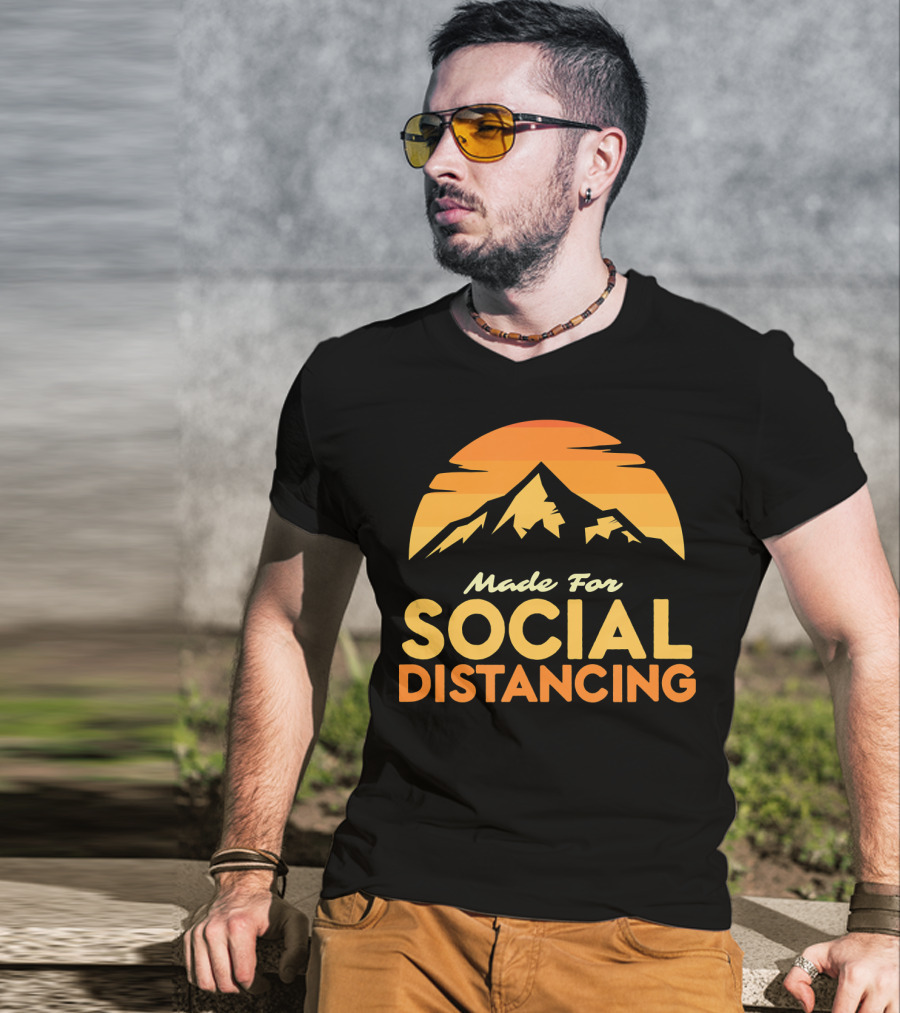 Made For Social Distancing Camping Hiking Mountain Sunset T-Shirt