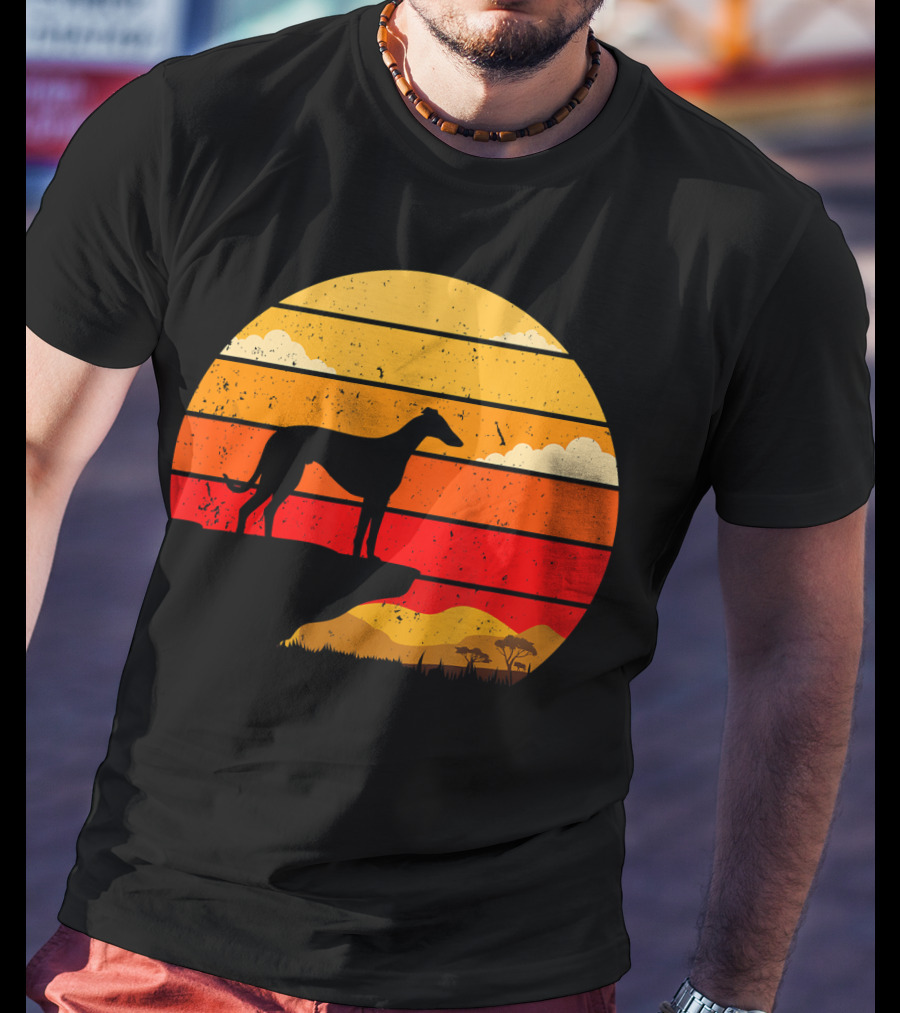 Vintage Italian Greyhound Silhouette Scenic Sunset T-Shirt