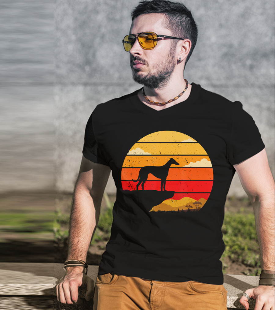 Vintage Italian Greyhound Silhouette Scenic Sunset T-Shirt