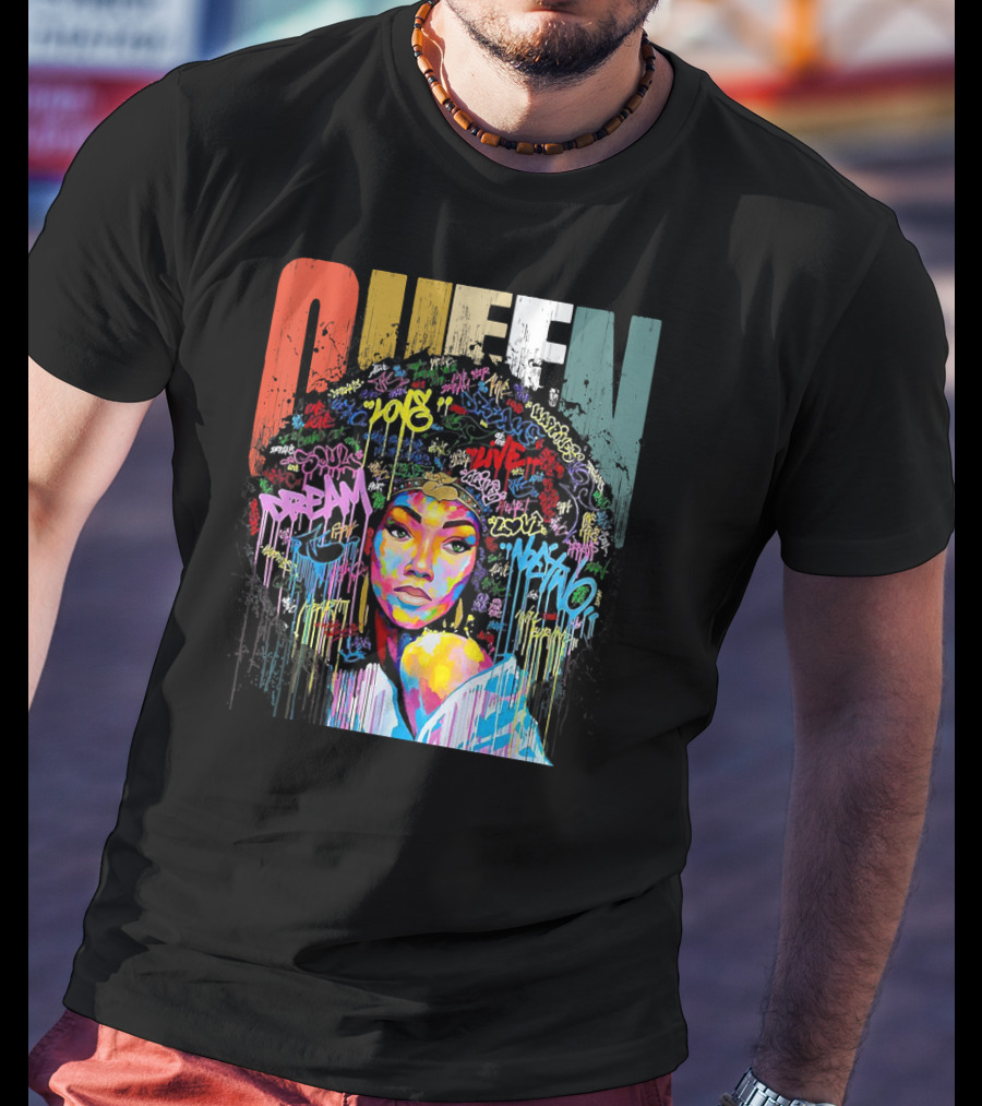Queen African American Educated Strong Graffiti T-Shirt