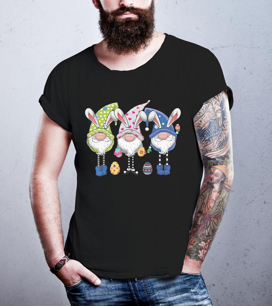 Easter Gnomes With Bunny Ears And Colorful Eggs For Egg Hunting T-Shirt
