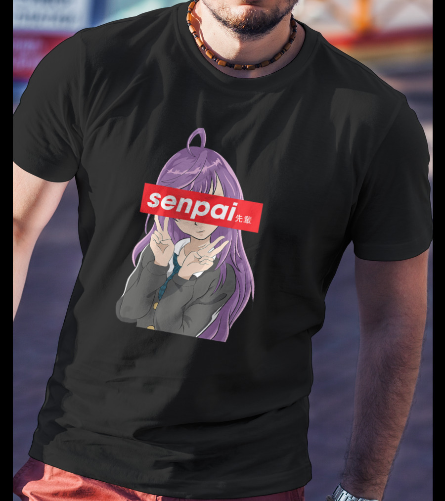 Senpai Japanese Anime Girl Notice Me Senpai Purple Hair T-Shirt