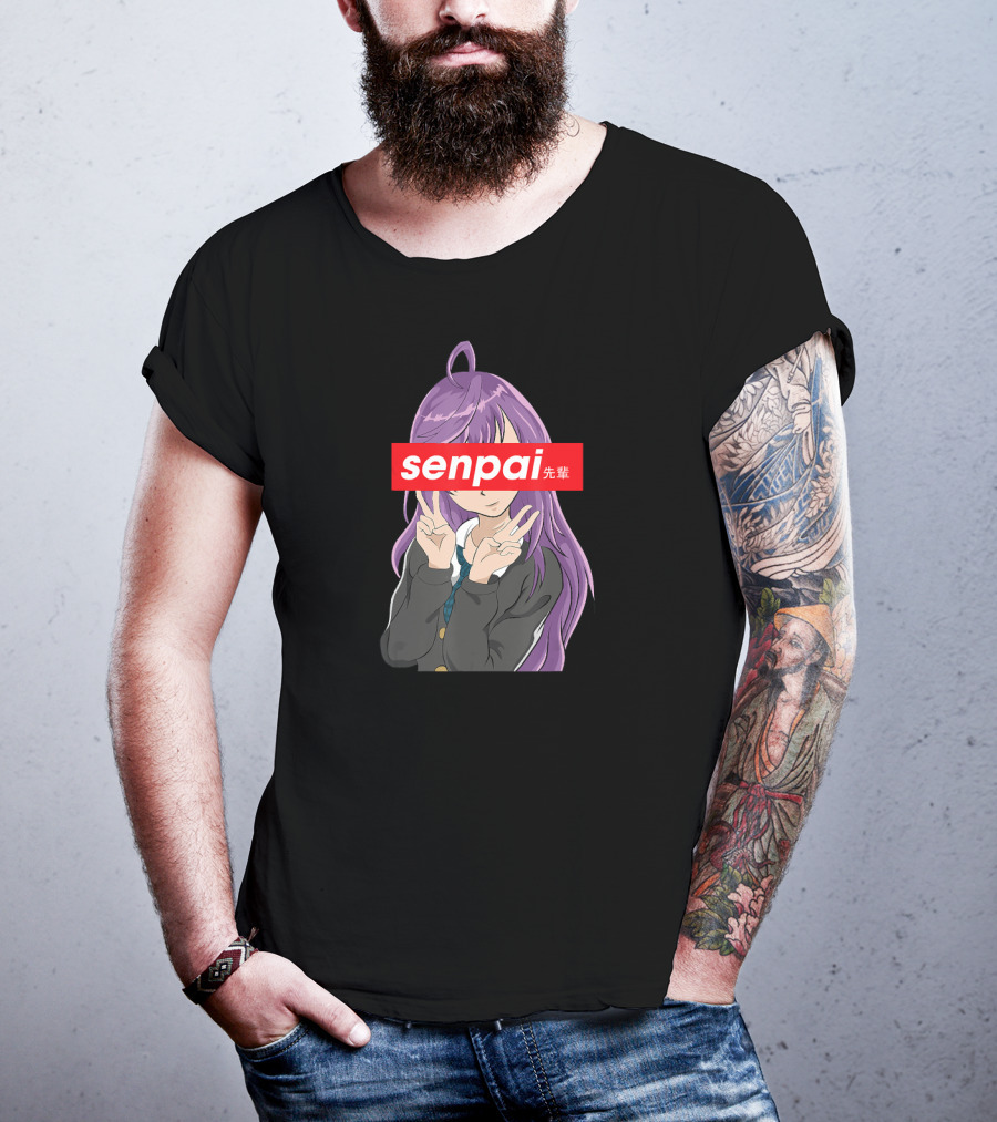 Senpai Japanese Anime Girl Notice Me Senpai Purple Hair T-Shirt