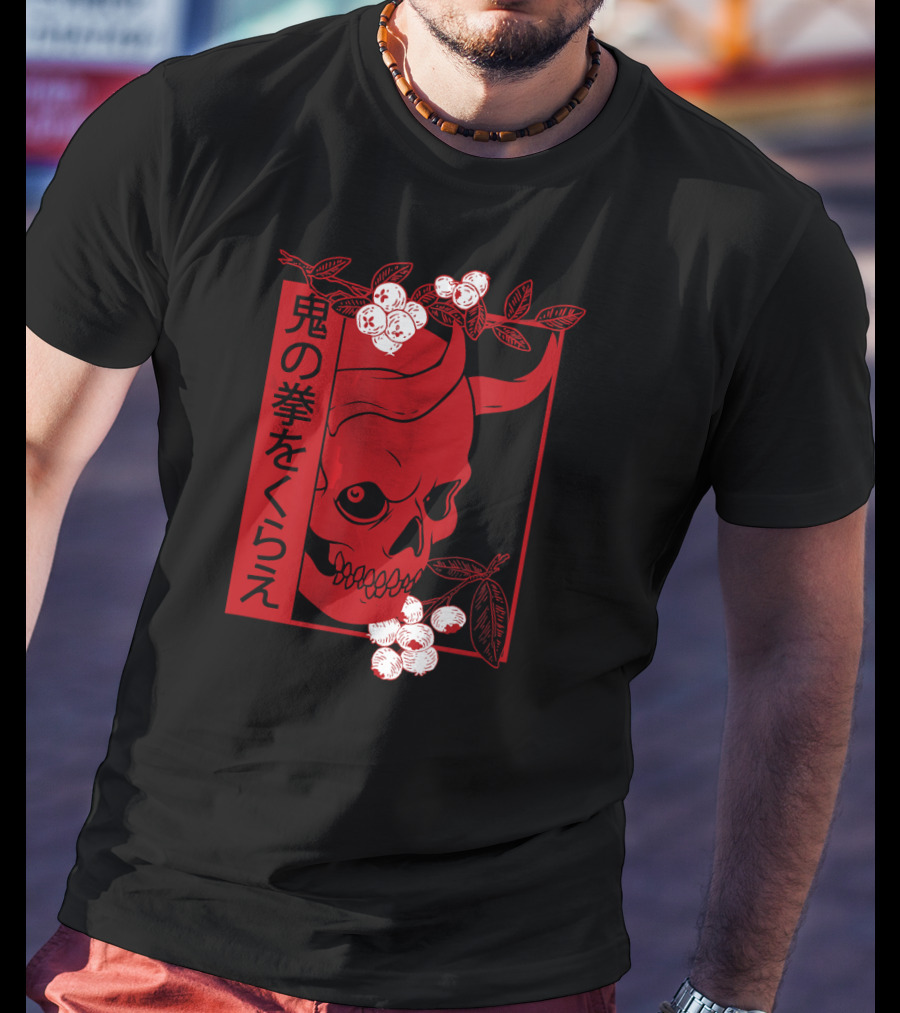 Japanese Demon Skull Oni Harajuku Aesthetic T-Shirt