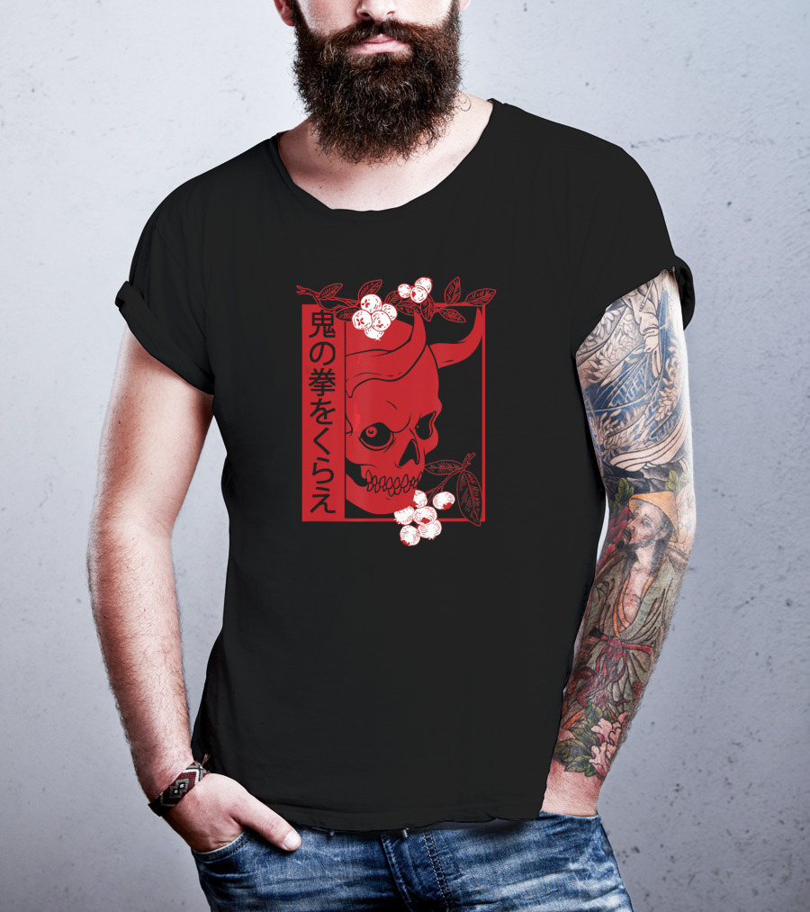 Japanese Demon Skull Oni Harajuku Aesthetic T-Shirt