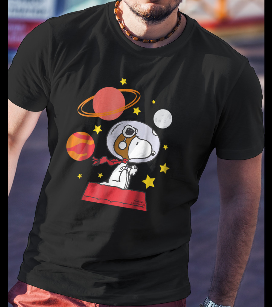 Peanuts Snoopy Astronaut With Planets And Stars T-Shirt