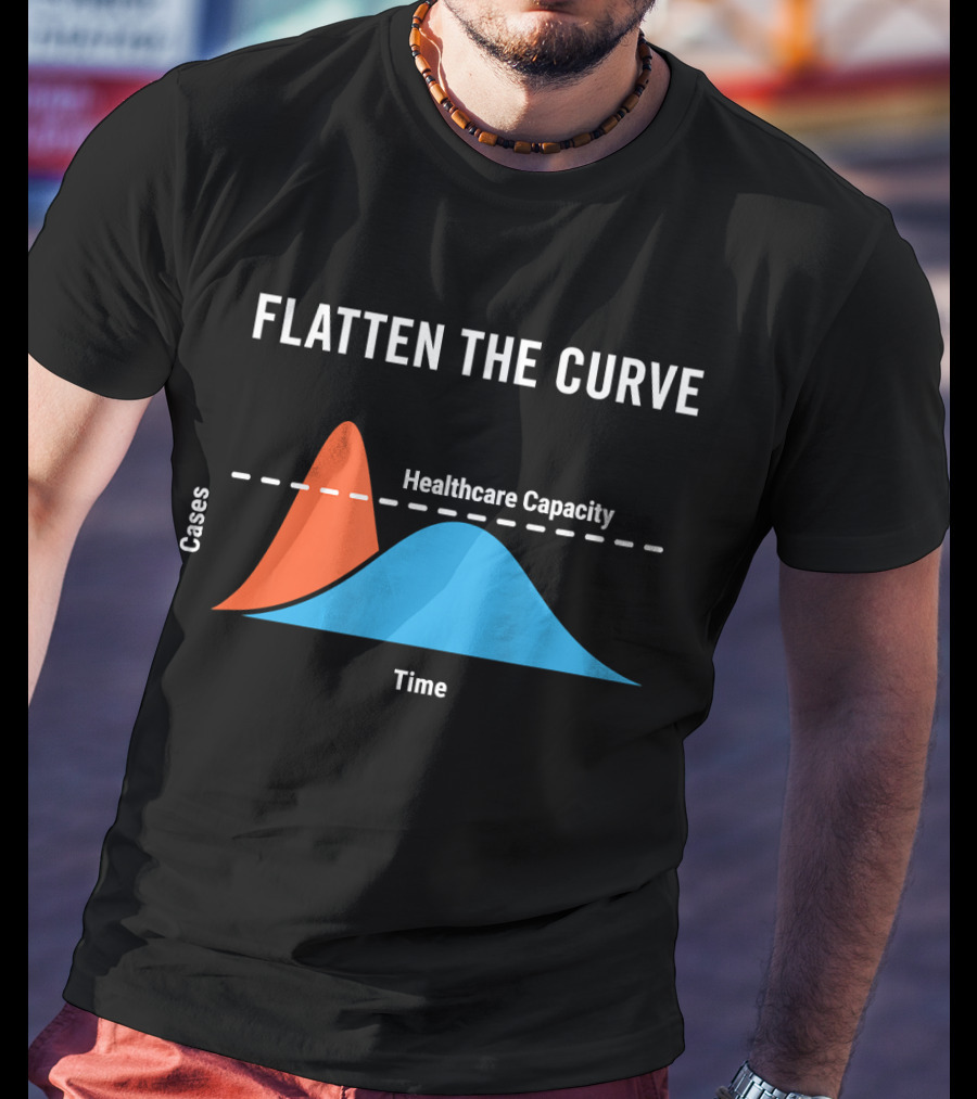 Flatten The Curve Cases Healthcare Capacity Time T-Shirt