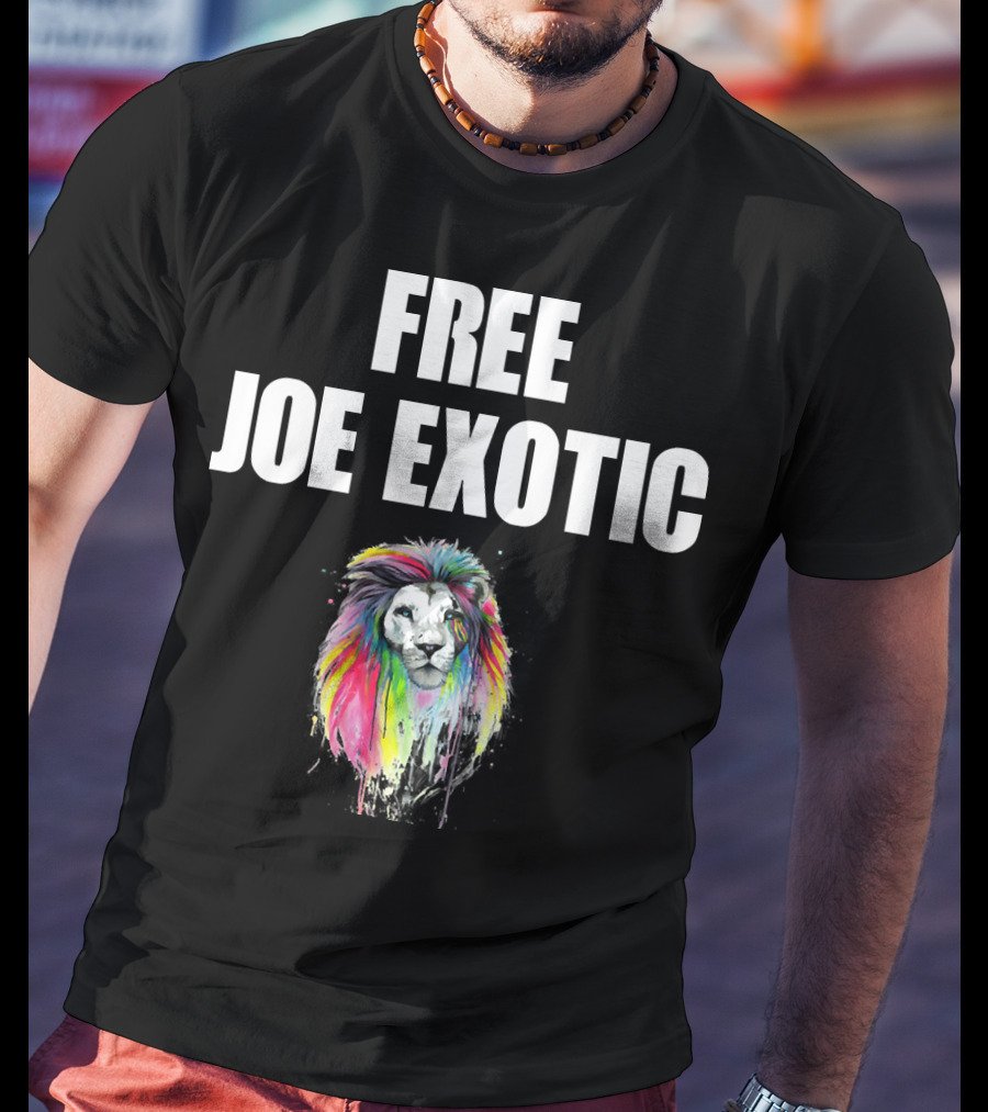 FREE JOE EXOTIC Colorful Lion Head T-Shirt