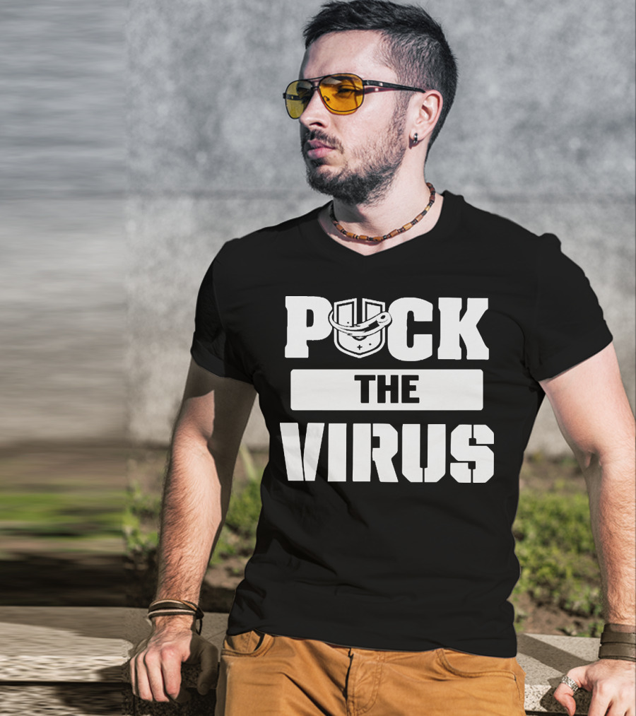 Puck The Virus Hockey Mask Sports Humorous Message T-Shirt
