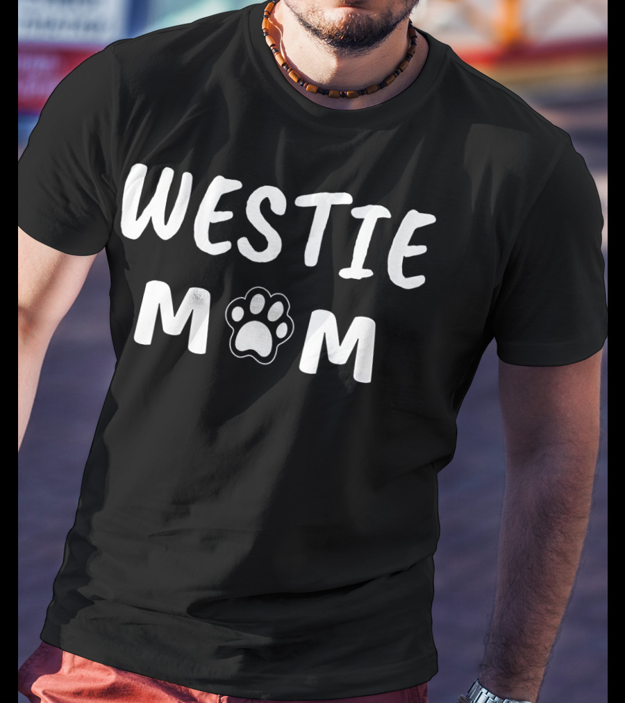 Westie Mom West Highland Terrier Lover Paw Prints T-Shirt