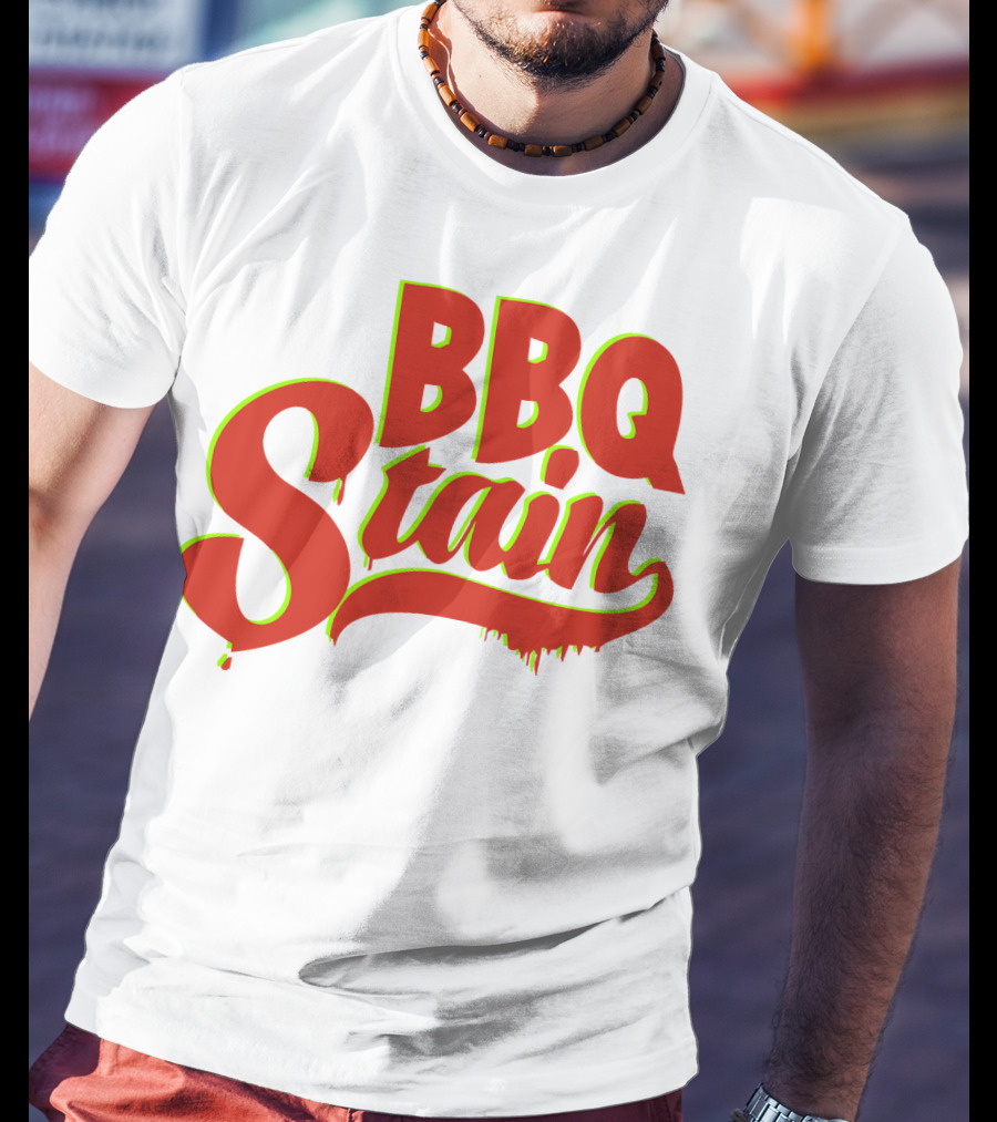 BBQ Stain Dripping Font Bold Red Green Outline T-Shirt