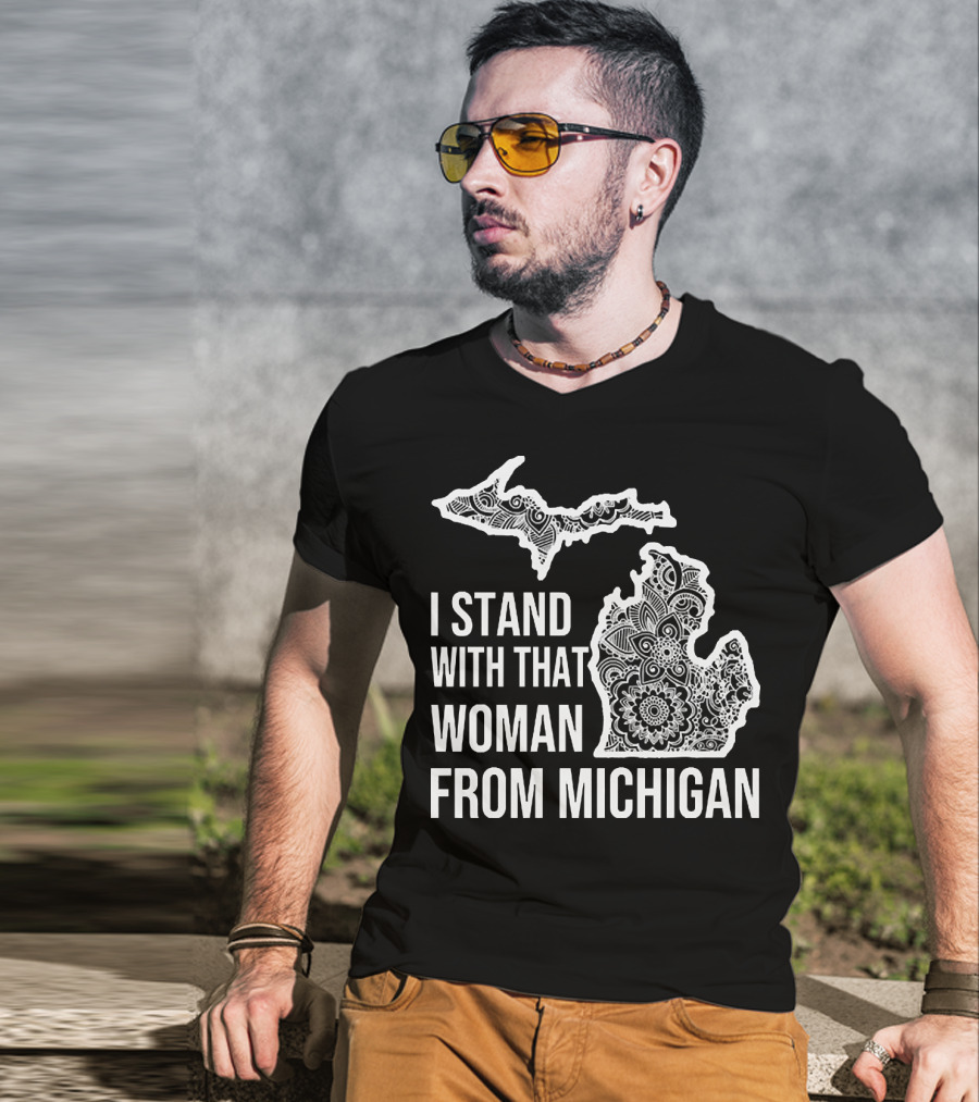 I Stand With That Woman From Michigan Mandala Pattern Map T-Shirt