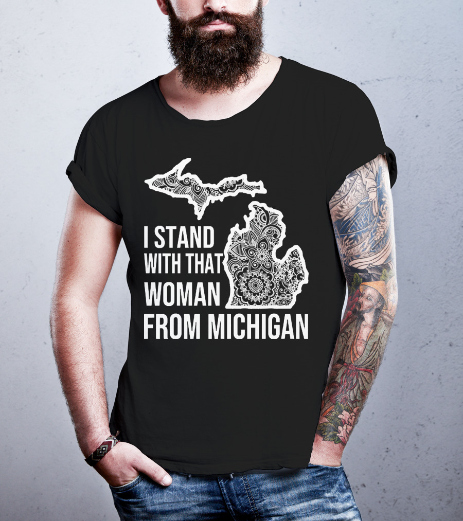 I Stand With That Woman From Michigan Mandala Pattern Map T-Shirt