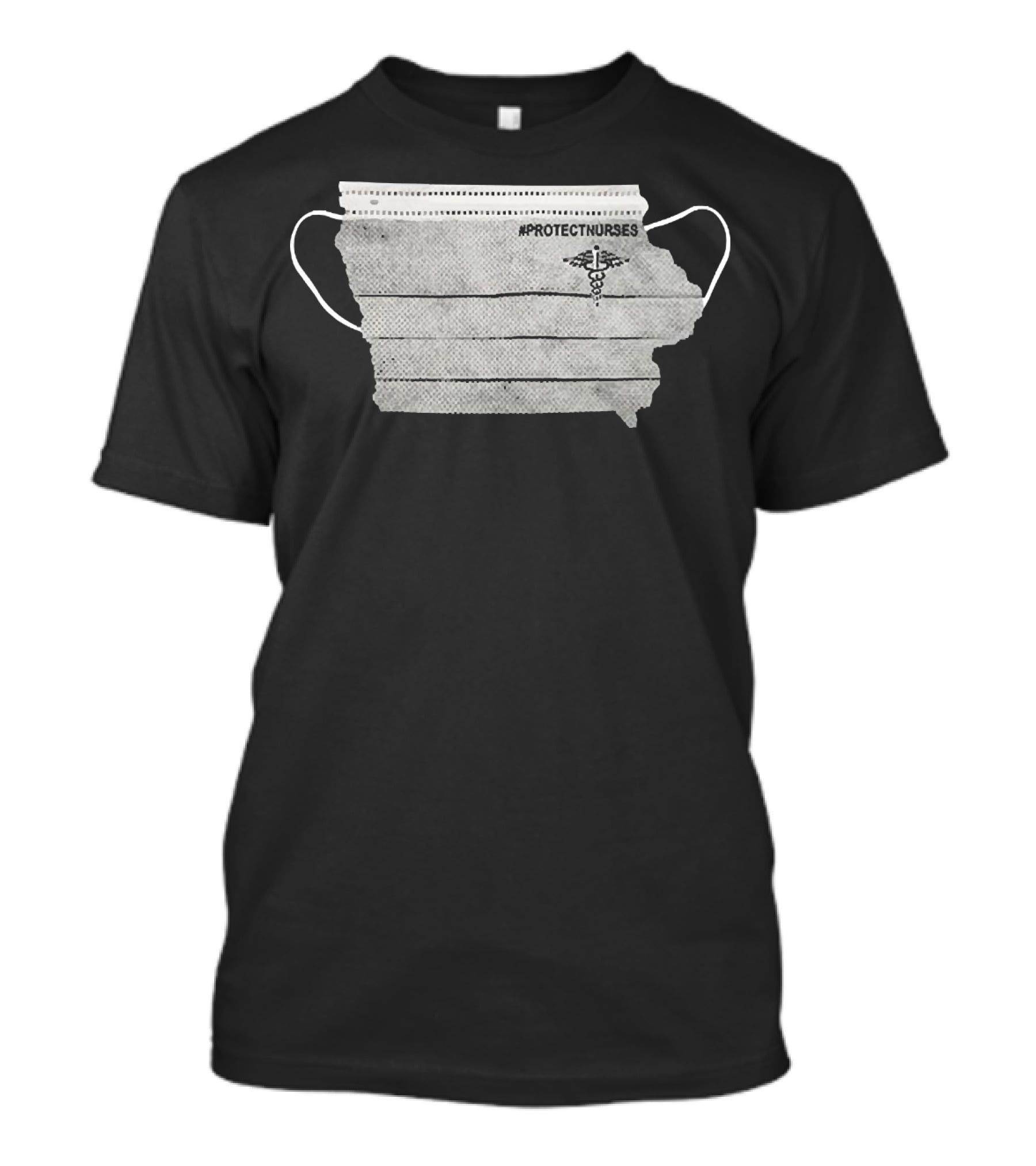Iowa Map Nurse Mask #ProtectNurses Caduceus T-Shirt
