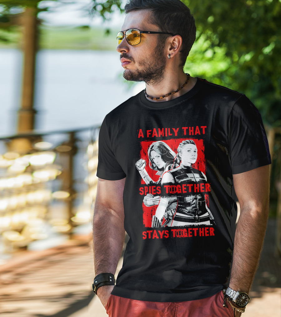 Marvel A Family That Spies Together Stays Together Black Widow Natasha Romanoff Yelena Belova T-Shirt