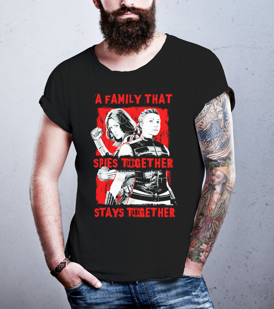 Marvel A Family That Spies Together Stays Together Black Widow Natasha Romanoff Yelena Belova T-Shirt